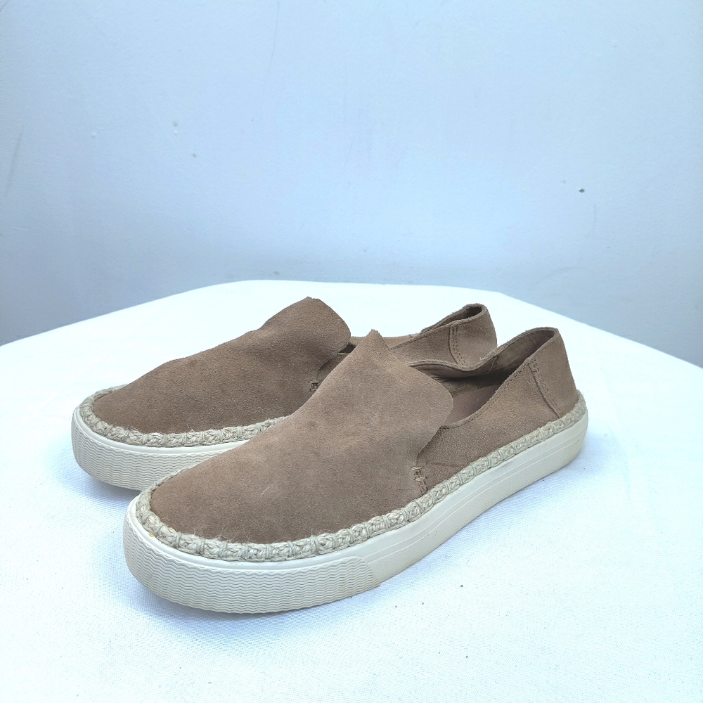 Toms tan suede slip on sneakers